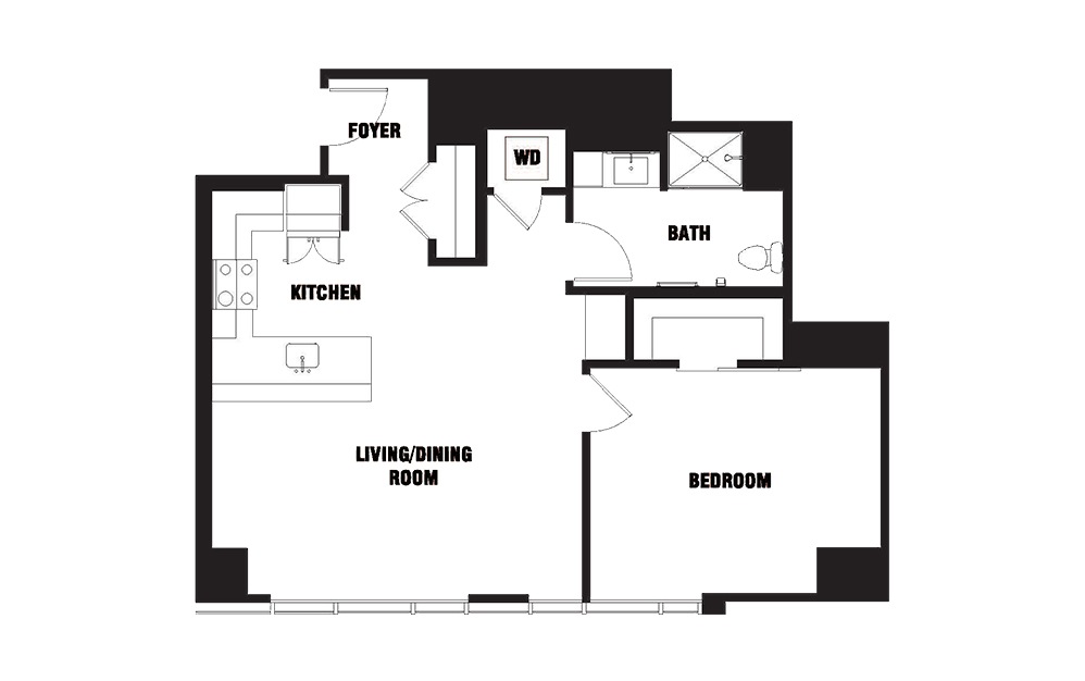 INK 1 1C - 1 bedroom floorplan layout with 1 bath and 850 square feet. (2D) INK 1 1C - 1 bedroom floorplan layout with 1 bath and 850 square feet. (2D)