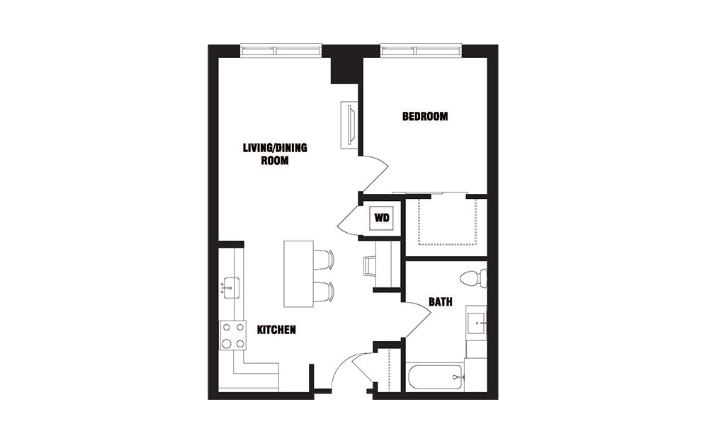 INK 2 1A - 1 bedroom floorplan layout with 1 bath and 716 square feet. (2D) INK 2 1A - 1 bedroom floorplan layout with 1 bath and 716 square feet. (2D)