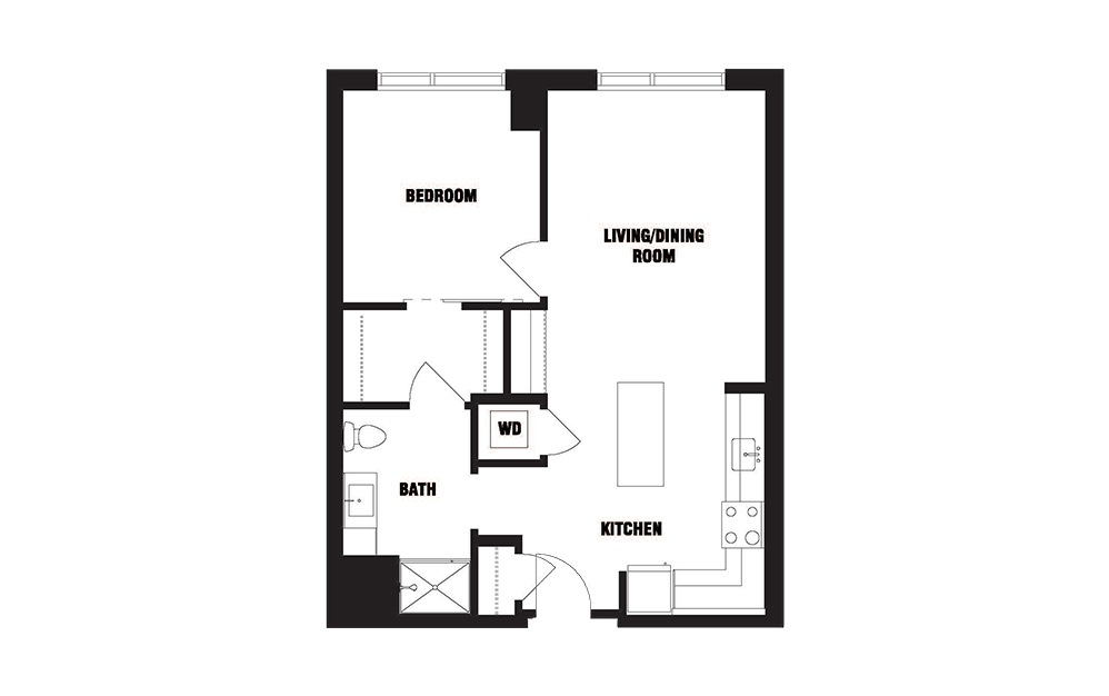 INK 2 1B - 1 bedroom floorplan layout with 1 bath and 711 square feet. (2D) INK 2 1B - 1 bedroom floorplan layout with 1 bath and 711 square feet. (2D)