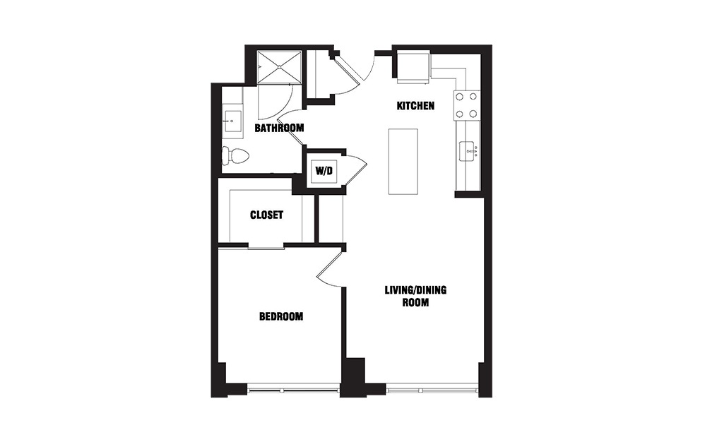 Ink 3 1A - 1 bedroom floorplan layout with 1 bath and 709 square feet. (2D) Ink 3 1A - 1 bedroom floorplan layout with 1 bath and 709 square feet. (2D)