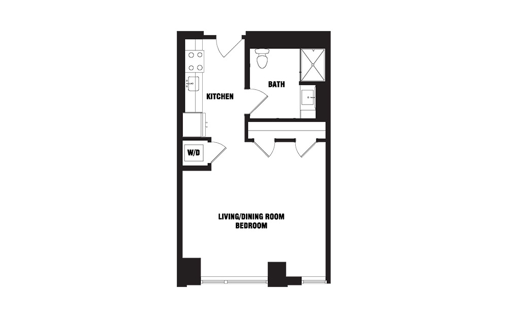 Ink 3 STA - Studio floorplan layout with 1 bath and 520 square feet. (2D) Ink 3 STA - Studio floorplan layout with 1 bath and 520 square feet. (2D)