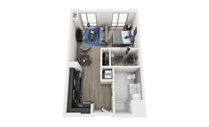 INK 2 STA - Studio floorplan layout with 1 bathroom and 589 square feet