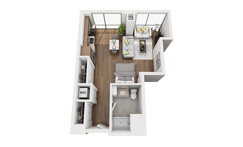 INK 3 STC - Studio floorplan layout with 1 bathroom and 546 square feet